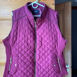 Burgundy 3XL Vest brown trim